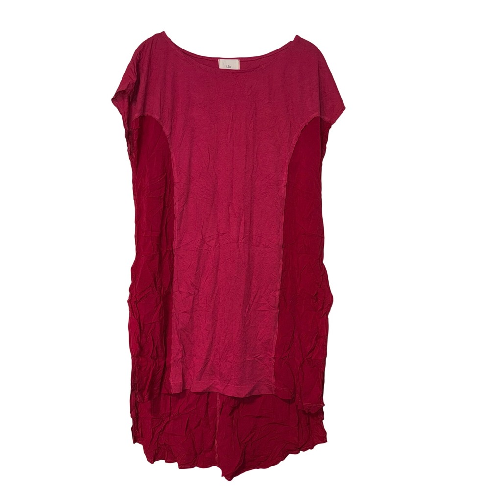 Anthtropologie t.la Pink Red Colorblock High Low Shift Dress Womens Small‎